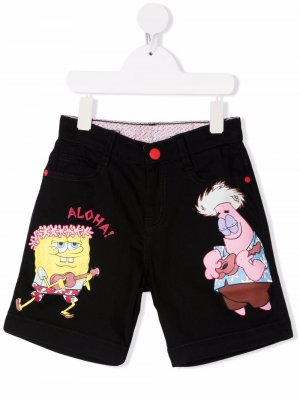 Джинсовые шорты с принтом SpongeBob The Marc Jacobs Kids. Цвет: черный