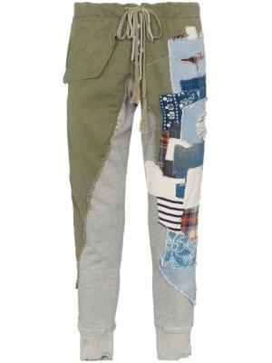 Спортивные брюки дизайна пэчворк Greg Lauren. Цвет: серый