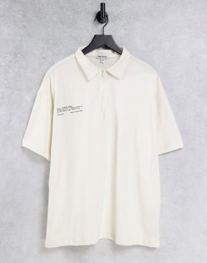 Светло-бежевая футболка-поло с молнией (от комплекта) -Белый Public Desire