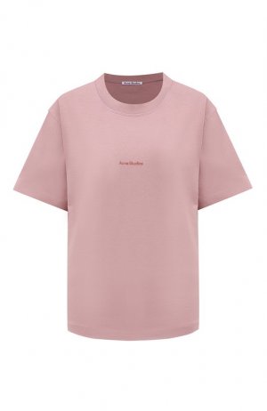 Хлопковая футболка Acne Studios. Цвет: розовый