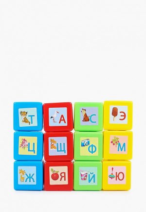 Игрушка Рыжий Кот Кубики выдувные с картинками. 12 шт. Азбука. Цвет: разноцветный
