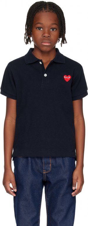 Детская рубашка-поло с нашивкой в виде сердца Comme Des Garcons, цвет Navy Garçons