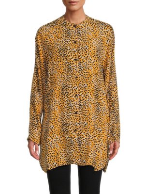 Рубашка-туника с принтом гепарда Ganni, цвет Tan GANNI