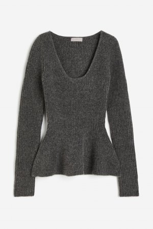 Джемпер Rib-knit Peplum, темно-серый H&M