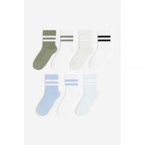 Вязаные носки в рубчик HM, 7 пар, хаки, зеленый, синий H&M