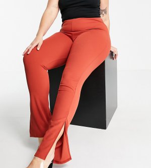 Расклешенные брюки рыжего цвета с разрезами -Коричневый цвет Public Desire Curve