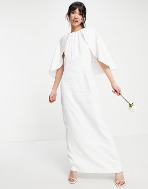 Белое свадебное платье макси с накидкой -Белый Y.A.S