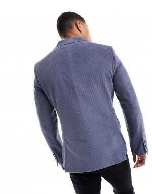 Приталенный пиджак из нежно-синего вельвета Gianni Feraud