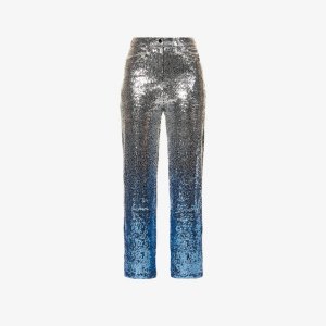 Прямые брюки из тканого материала со средней посадкой и принтом Dua Ombré, украшенные пайетками , серебряный Amy Lynn