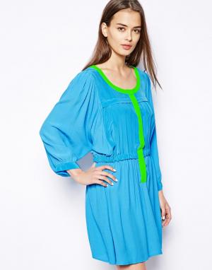 Платье из шелковистой ткани с рукавами 3/4 Nola Dress Gallery. Цвет: blue/ malibu