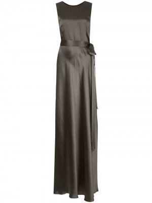 Длинное платье с открытой спиной VOZ. Цвет: коричневый
