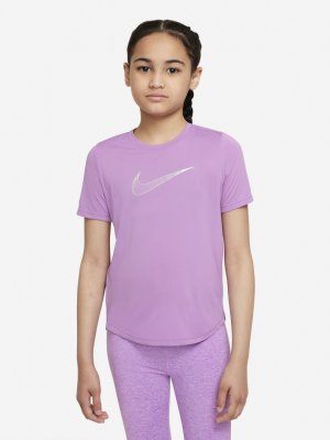 Футболка для девочек Dri-FIT One, Фиолетовый Nike. Цвет: фиолетовый