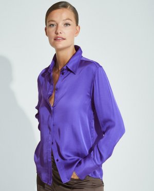 Атласная женская рубашка с длинным рукавом , фиолетовый Trucco