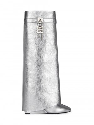 Ботинки Shark Lock из металлизированной кожи , серебряный Givenchy