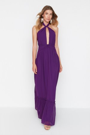 Вечернее платье и для выпускного – Фиолетовый Базовый , Trendyol