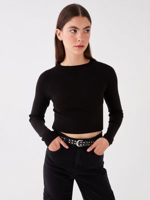 Однотонный женский трикотажный свитер с круглым вырезом и длинными рукавами XSIDE, новый черный Xside