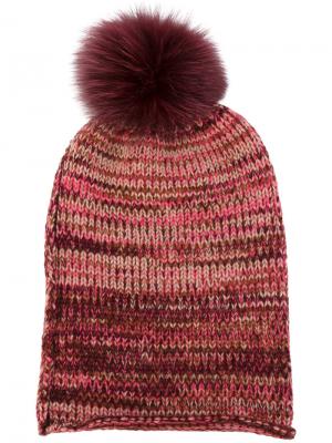 Вязаная шапка с помпоном Danielapi. Цвет: розовый и фиолетовый