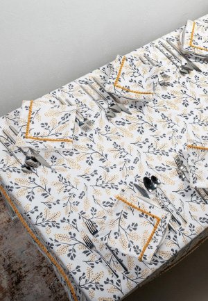 Набор кухонного текстиля Bellehome Тасмания, скатерть 140х170 см + 6 салфеток 40х40. Цвет: белый