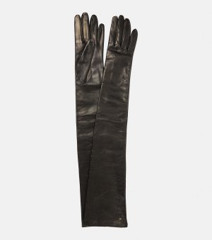 Длинные кожаные перчатки amica , черный Max Mara