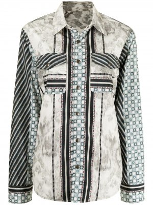 Куртка-рубашка с принтом в технике пэчворк Pierre-Louis Mascia. Цвет: разноцветный