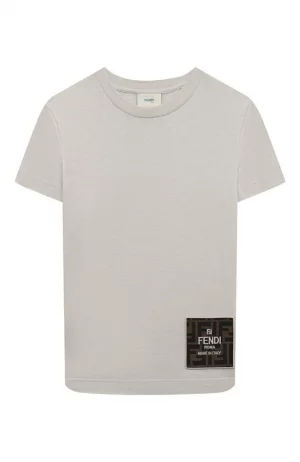 Хлопковая футболка Fendi. Цвет: серый