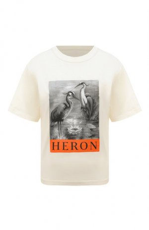 Хлопковая футболка Heron Preston. Цвет: кремовый