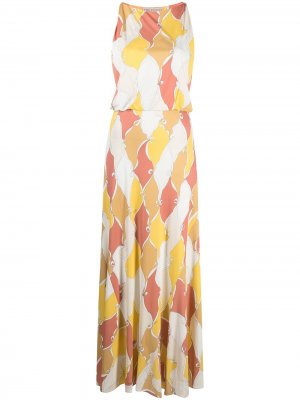Длинное платье с принтом Losanghe Emilio Pucci. Цвет: желтый