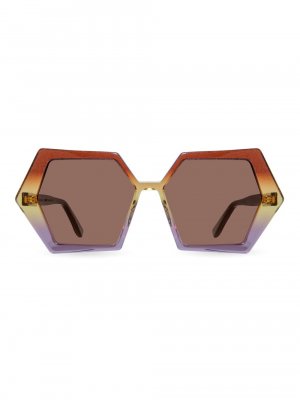 Солнцезащитные очки Emily In Paris Hexagon 54MM с многоугольной оправой , коричневый Zeus + Dione