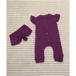 Комплект одежды BC для девочек, повязка и комбинезон, повседневный стиль, без карманов, капюшона, размер 62 - 68 см, фиолетовый. Цвет: фиолетовый