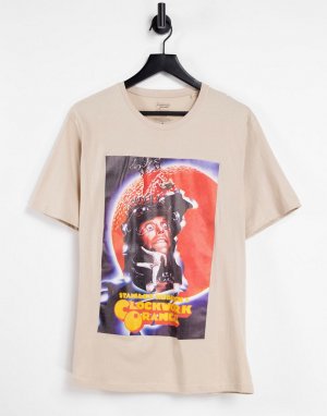 Oversized-футболка песочного цвета с принтом «Заводной апельсин»-Светло-бежевый MERCH CMT LTD