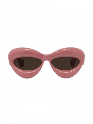 Солнцезащитные очки «кошачий глаз» 55 мм с завышенной талией, коричневый Loewe