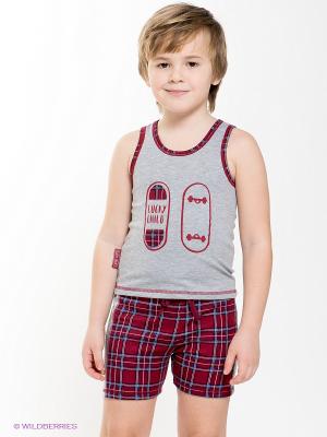 Пижама для мальчика Lucky Child. Цвет: бордовый, серый меланж