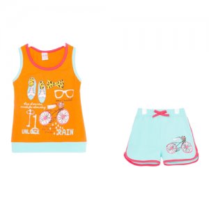 Комплект для девочки (майка/шорты) А.BK150KP, цвет оранжевый, рост 98 Bonito