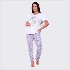 Комплект домашний женский (футболка/брюки) , фиолетовый, р-р 44 Натали. Цвет: фиолетовый
