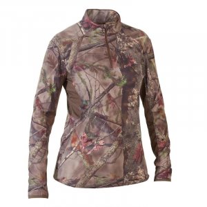 Рубашка охотничья длинный рукав 500 женская камуфляж SOLOGNAC, цвет braun Solognac