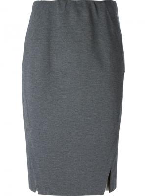 Трикотажная юбка-карандаш Donna Karan. Цвет: серый