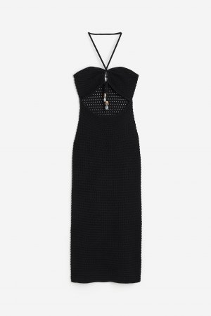 Платье с воротником-халтер, связанное крючком H&M