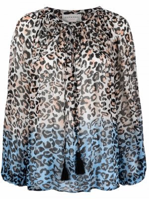 Блузка с объемными рукавами и леопардовым принтом ERMANNO FIRENZE. Цвет: бежевый