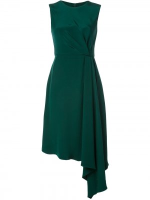 Асимметричное платье с короткими рукавами Adam Lippes. Цвет: зеленый