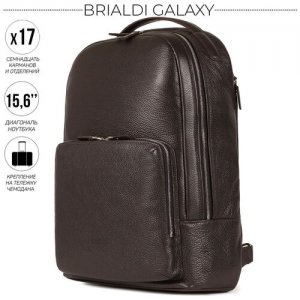Мужской рюкзак с 17 карманами и отделениями Galaxy (Галакси) relief brown BRIALDI. Цвет: коричневый