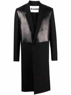 Panelled single-breasted mid-length jacket Jil Sander. Цвет: черный