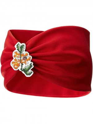 Повязка на голову Kasia с цветочной вышивкой Maison Michel. Цвет: красный