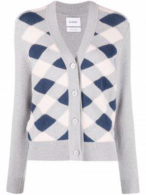 Argyle knit V-neck cardigan Barrie. Цвет: серый