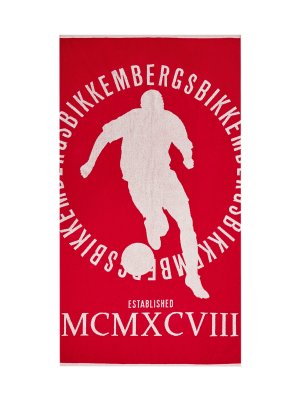 Яркое полотенце из хлопка с фирменным принтом Soccer BIKKEMBERGS. Цвет: красный