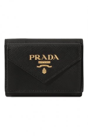 Кожаный кошелек Prada. Цвет: чёрный