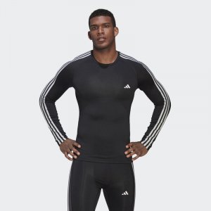 Тренировочная футболка с 3 полосками Techfit длинными рукавами ADIDAS, цвет schwarz Adidas