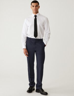 Эластичные костюмные брюки стандартного кроя , темно-синий Marks & Spencer