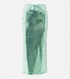 Юбка миди с пайетками, зеленый David Koma