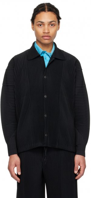 Черная февральская куртка ежемесячного цвета Homme Plisse Issey Miyake Plissé