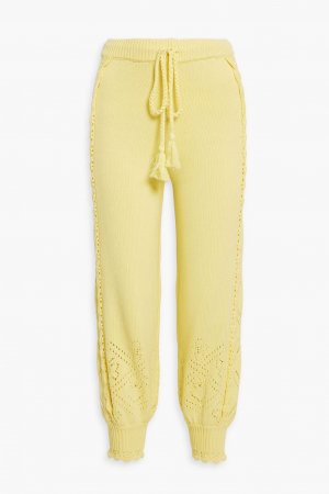 Спортивные брюки Nyla из хлопка вязанной крючком с кисточками Loveshackfancy, желтый LoveShackFancy